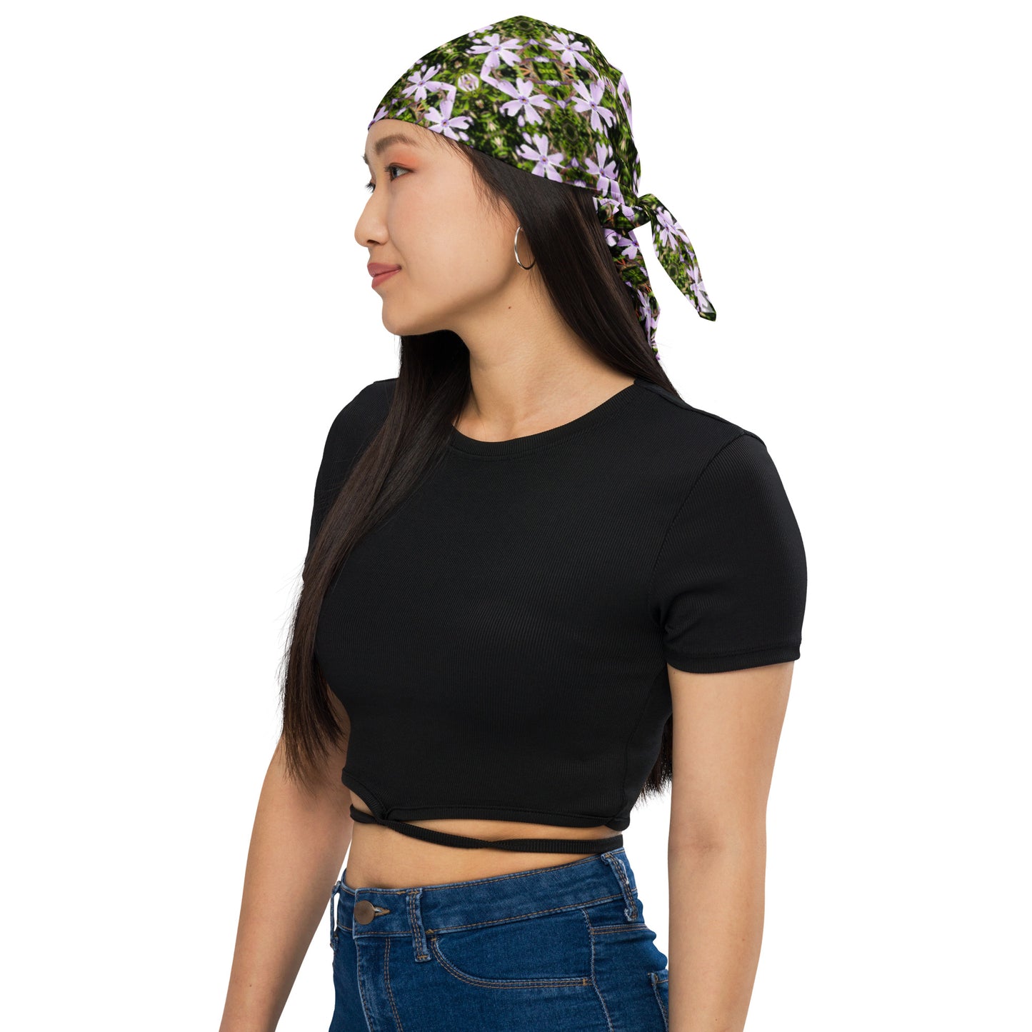 Purple flowers all-over bandana