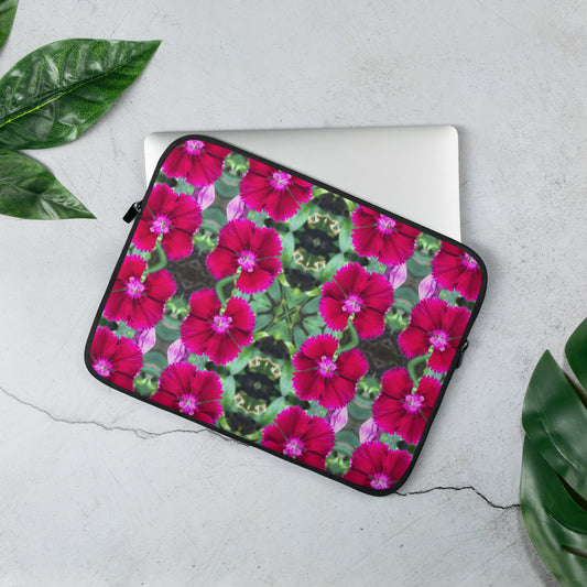 Laptop Sleeve ft "northern star" dianthus flowers